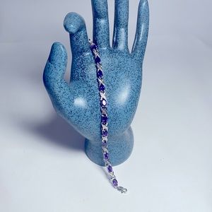 7.88 ct Amethyst Tennis Bracelet w/ Diamond Accent in Sterling Silver